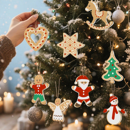 8 XL Schilder op Nummer Kersthangers - Peperkoek Kerst Set