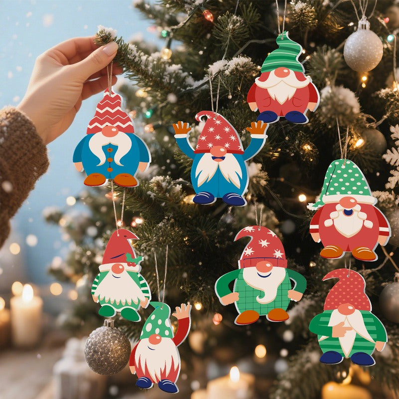 8 XL Schilder op Nummer Kersthangers - Vrolijke Kerstkabouter Set