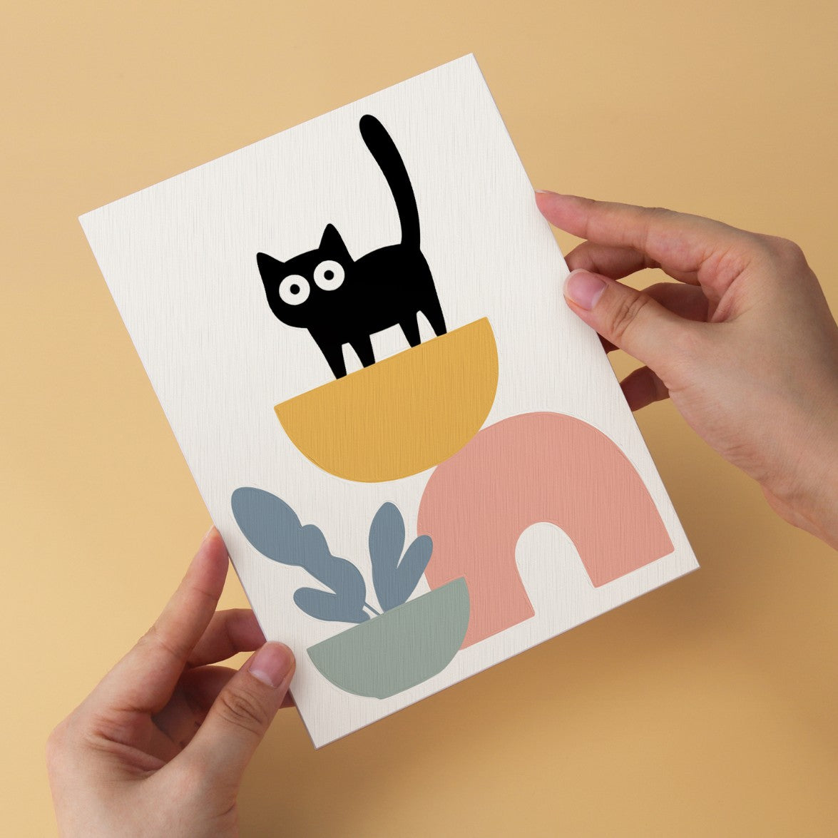 6 Houten Plaat Mini Paintings – Katten tussen Planten Set