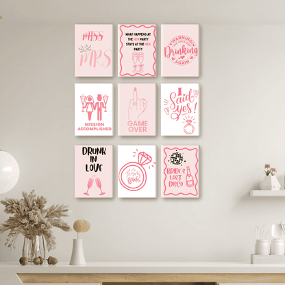 9 Mini Paintings | Bachelorette set - mockup