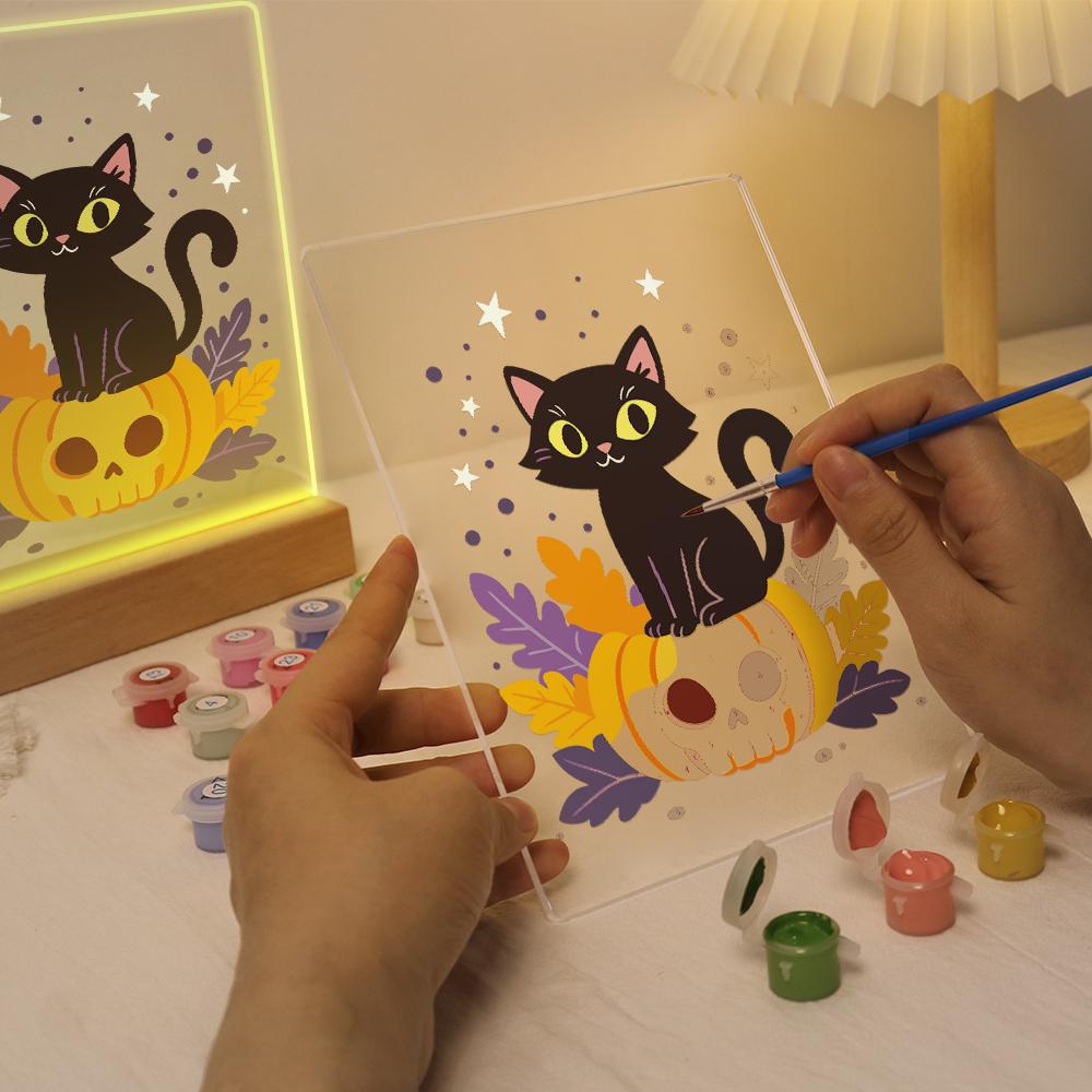 Schilder op Nummer Halloween Lamp - Pompoenkat