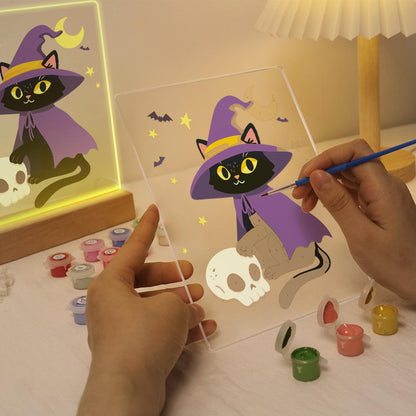 Schilder op Nummer Halloween Lamp - Heksenkat