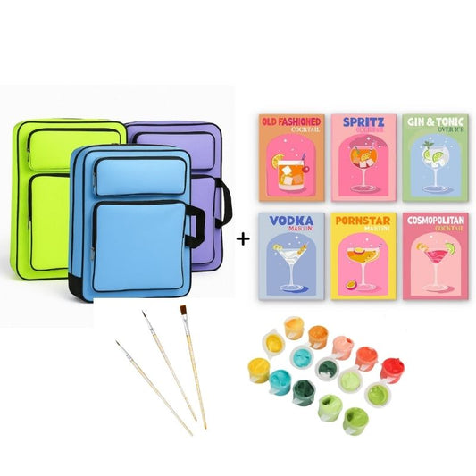 Schilder Op Nummers - Schilderen op Nummer Reisbundel – Kleurrijke Cocktail Set + Reistas