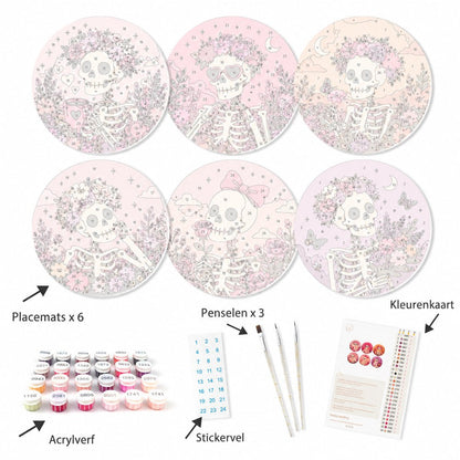 Schilder op Nummer Placemats – Bloemenskelet Set