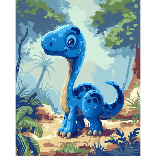 Schilder Op Nummers - Blauwe Dino