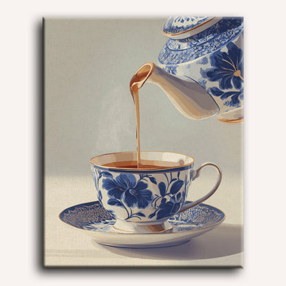Blauw porseleinen theekopje