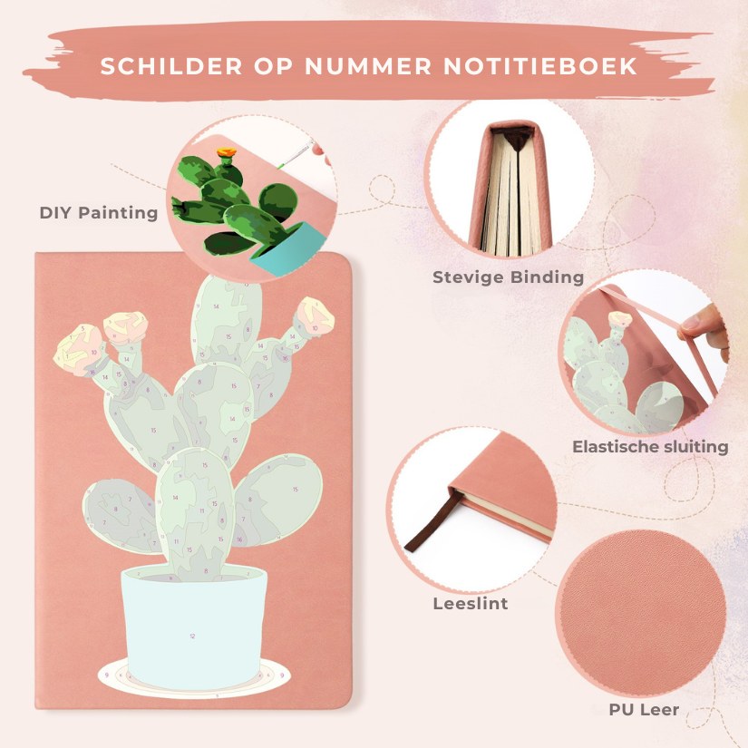 Schilder op Nummer Notitieboek - Cactus | 2 Kleuren