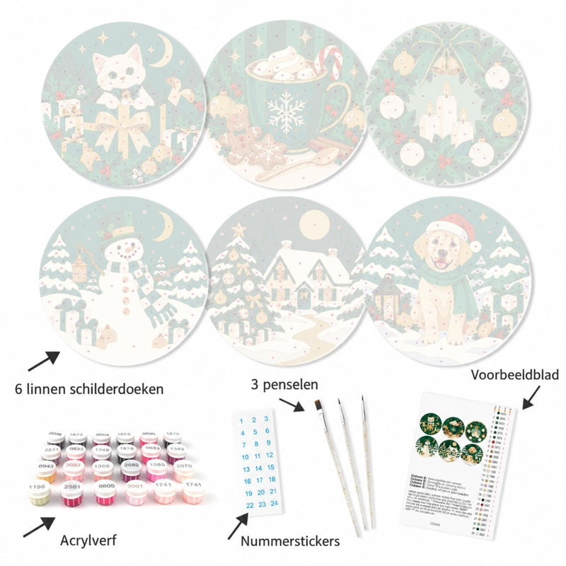 Schilder op Nummer Placemats – Kerstavond Set