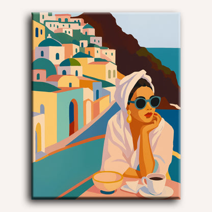 Dame op Santorini