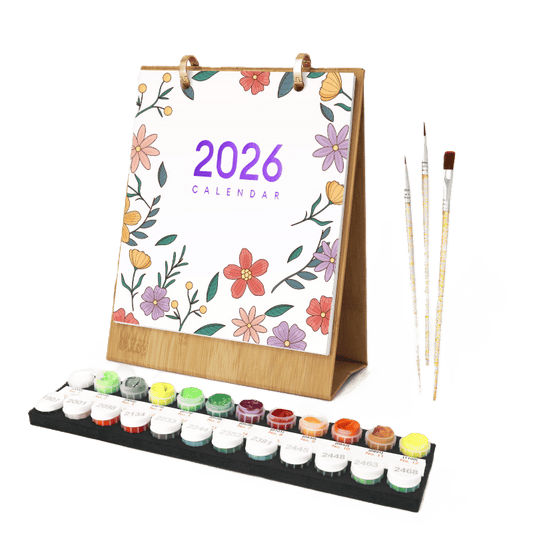 Schilder Op Nummers - 2026 Schilderen op Nummer Bureaukalender – Bloemen Editie