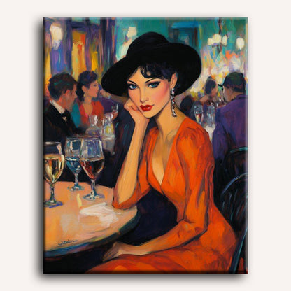 Elegante vrouw in restaurant