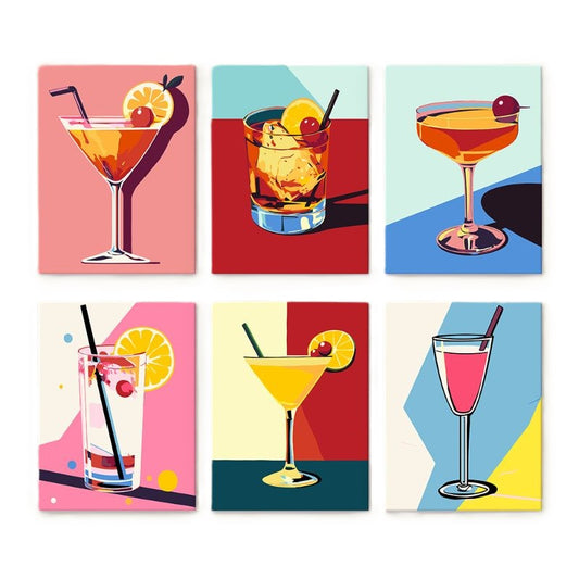 Schilder Op Nummers - 6 Mini Paintings | Classy Cocktails set