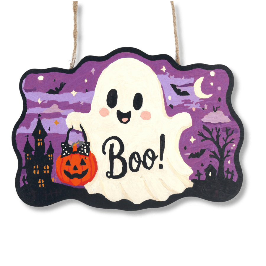 Halloween Spook – Schilder op Nummer Houten Hanger