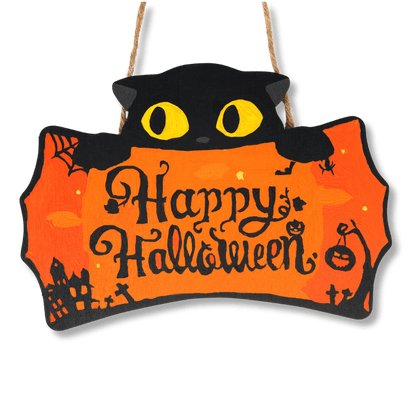 Halloween Kat – Schilder op Nummer Houten Hanger