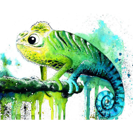 Schilder Op Nummers - Green Chameleon- By Tiny Tami