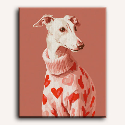 Windhond in roze