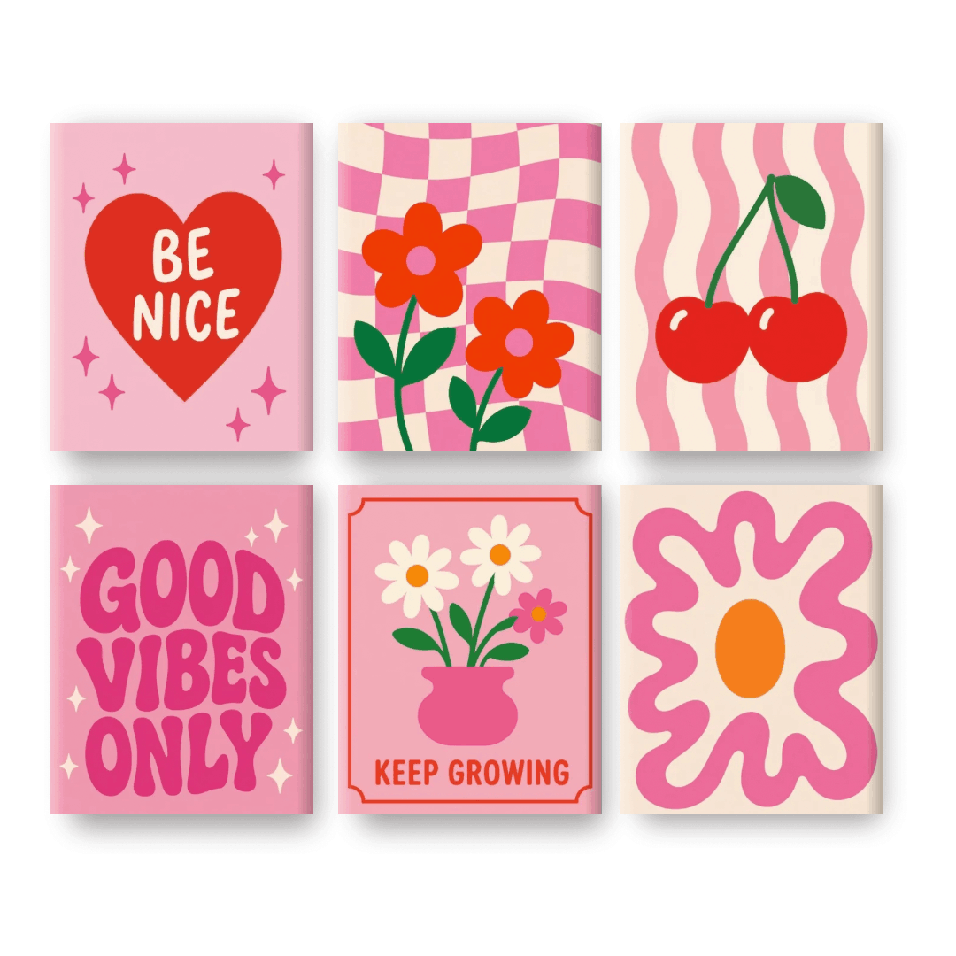 6 Mini Paintings | Roze Positiviteit Set