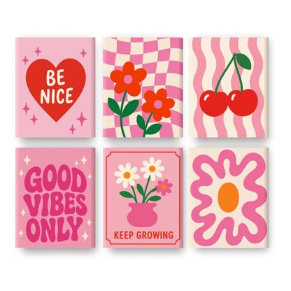 6 Mini Paintings | Roze Positiviteit Set