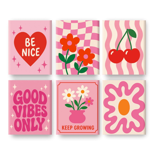 6 Mini Paintings | Roze Positiviteit Set