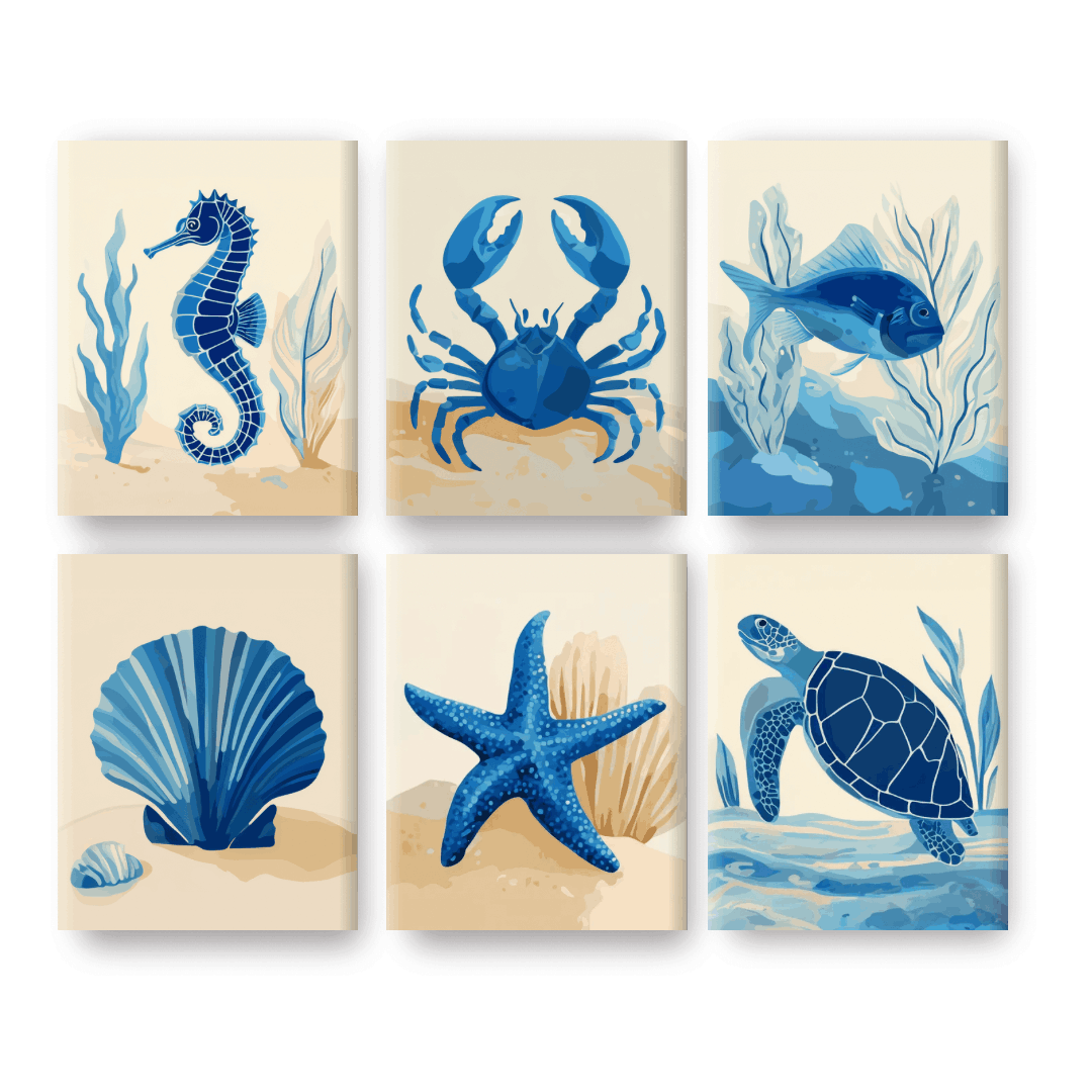 6 Mini Paintings | Onder de Zee Set