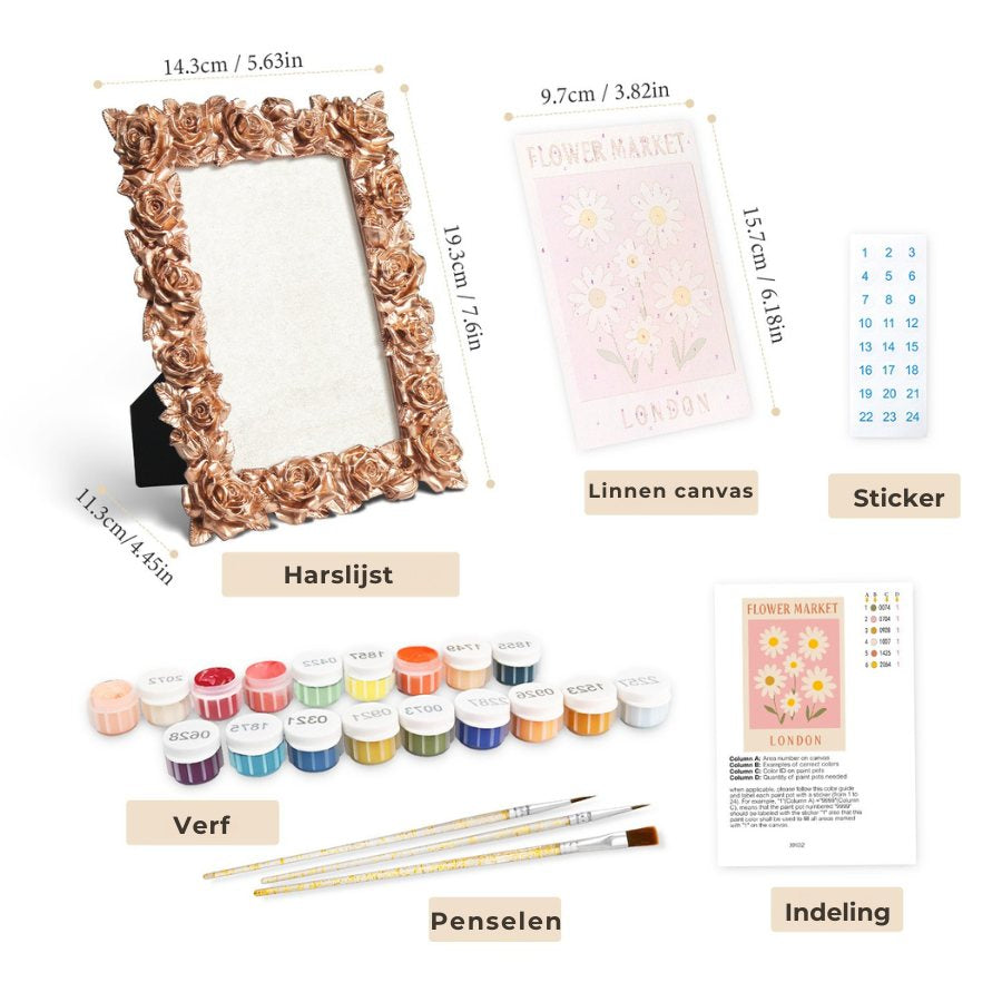 Mini Painting met Fotolijst – Bloemenmarkt Londen