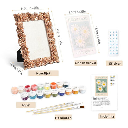 Mini Painting met Fotolijst – Bloemenmarkt Lissabon