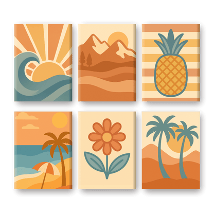 Schilder Op Nummers - 6 Mini Paintings | Retro zomer set