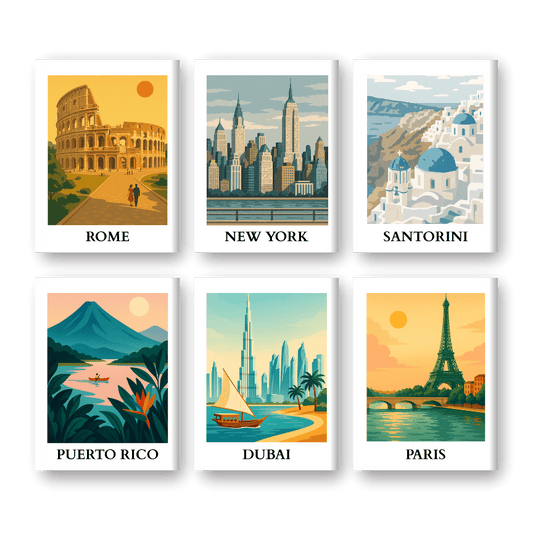 Schilder Op Nummers - 6 Mini Paintings | Wereldreis set