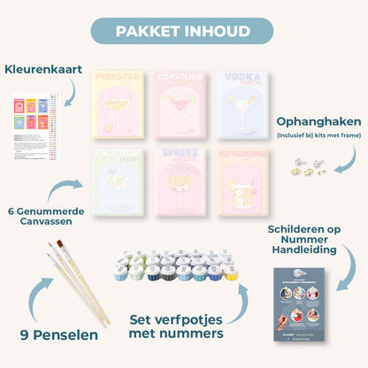 6 Mini Paintings | Kleurrijke Cocktails set