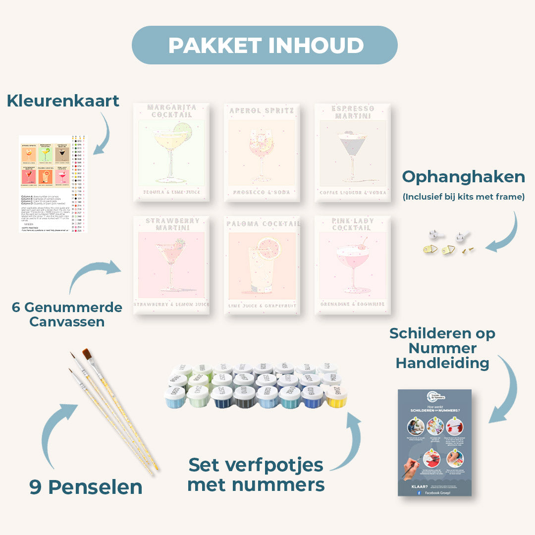 6 Mini Paintings | Cocktail Poster set