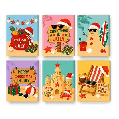 6 Mini Paintings | Kerst in Juli Set - Schilder op nummers