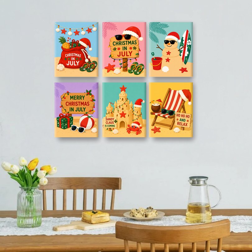 6 Mini Paintings | Kerst in Juli Set