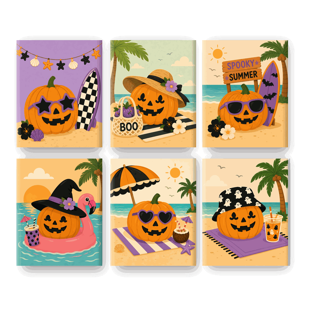 6 Mini Paintings | Zomer Pompoen Set