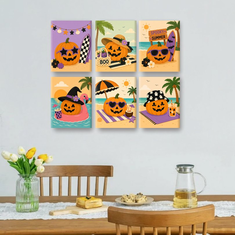 6 Mini Paintings | Zomer Pompoen Set