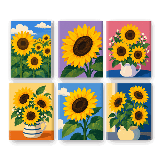 6 Mini Paintings | Zonnebloem Set - Schilder Op Nummers