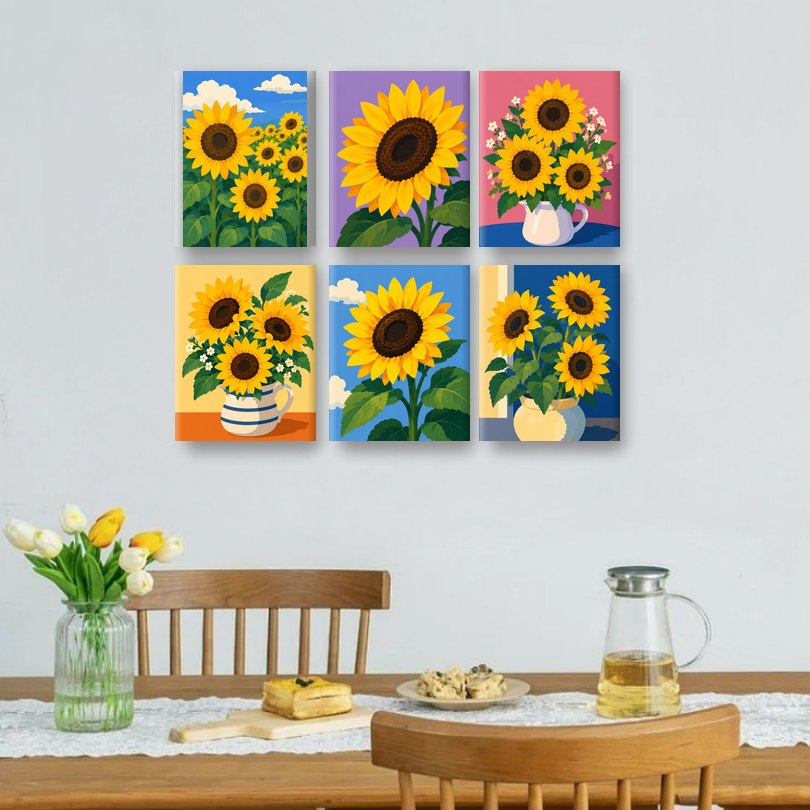6 Mini Paintings | Zonnebloem Set