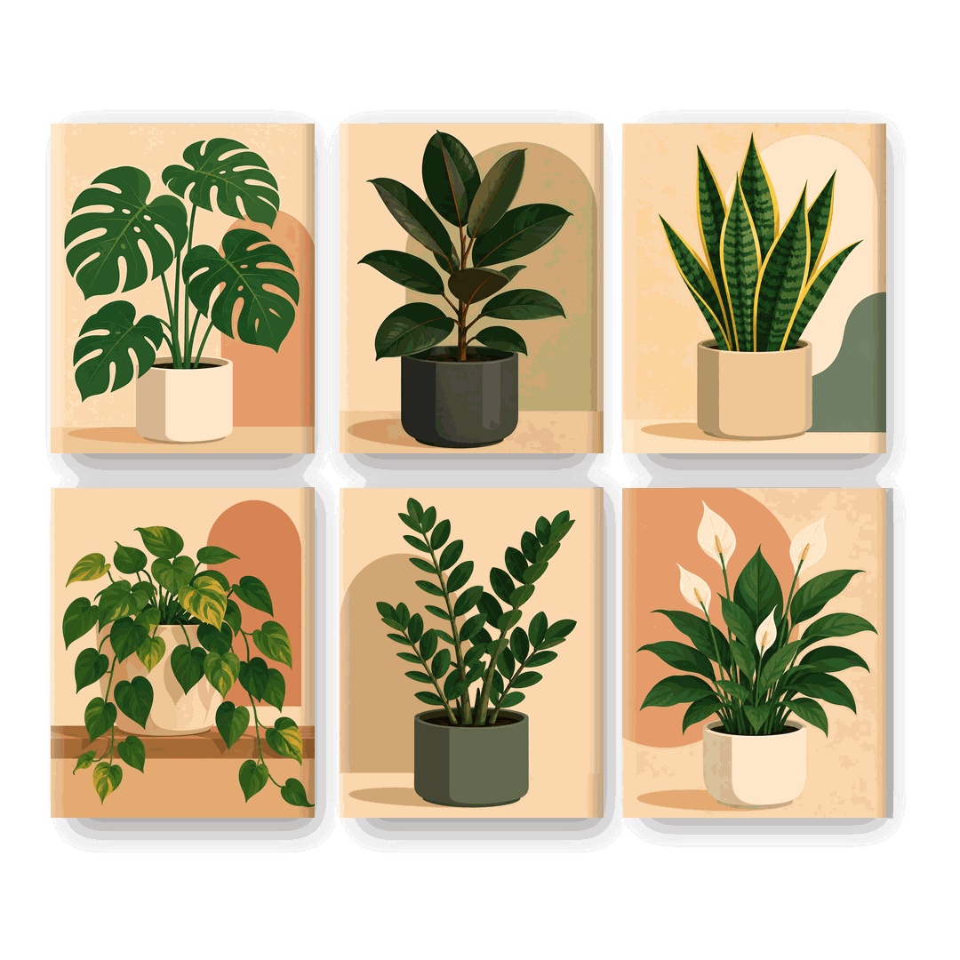 6 Mini Paintings | Monstera Set