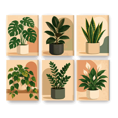 6 Mini Paintings | Monstera Set