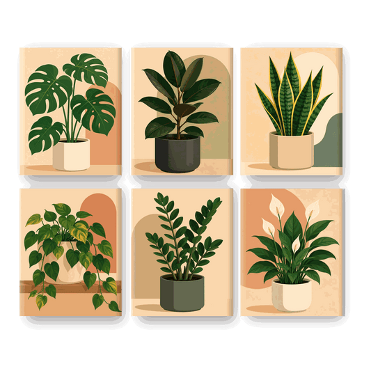 6 Mini Paintings | Monstera Set