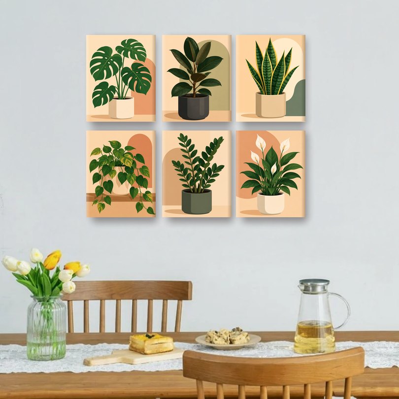6 Mini Paintings | Monstera Set