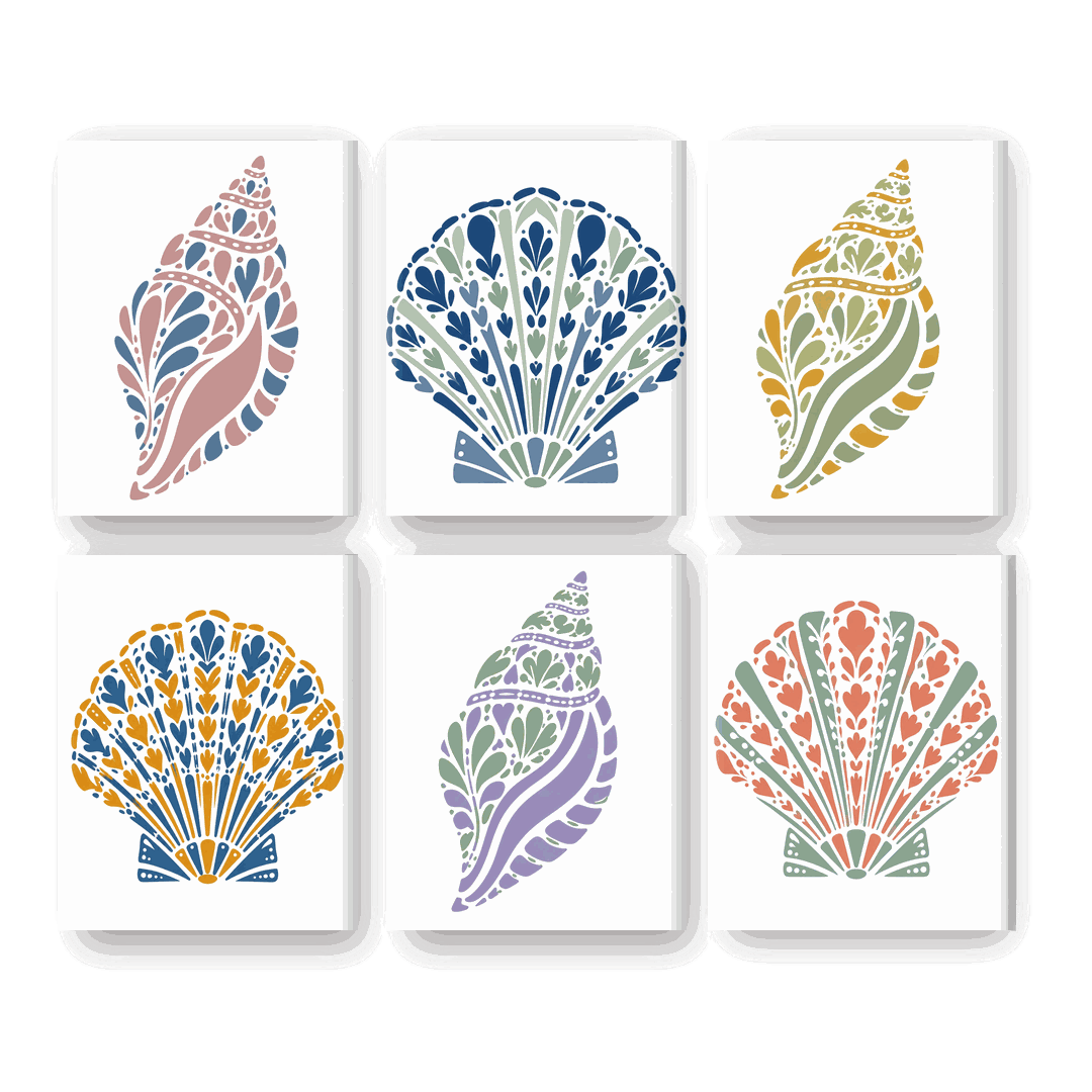 6 Mini Paintings | Coastal Schelpen Set