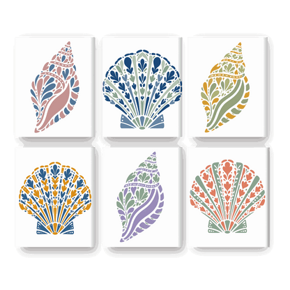 6 Mini Paintings | Coastal Schelpen Set