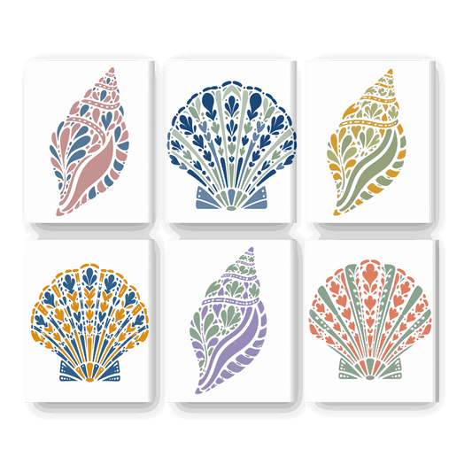 6 Mini Paintings | Coastal Schelpen Set