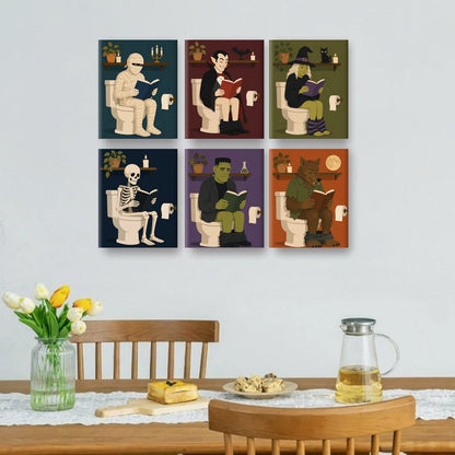 6 Mini Paintings | Monsters op het Toilet Set