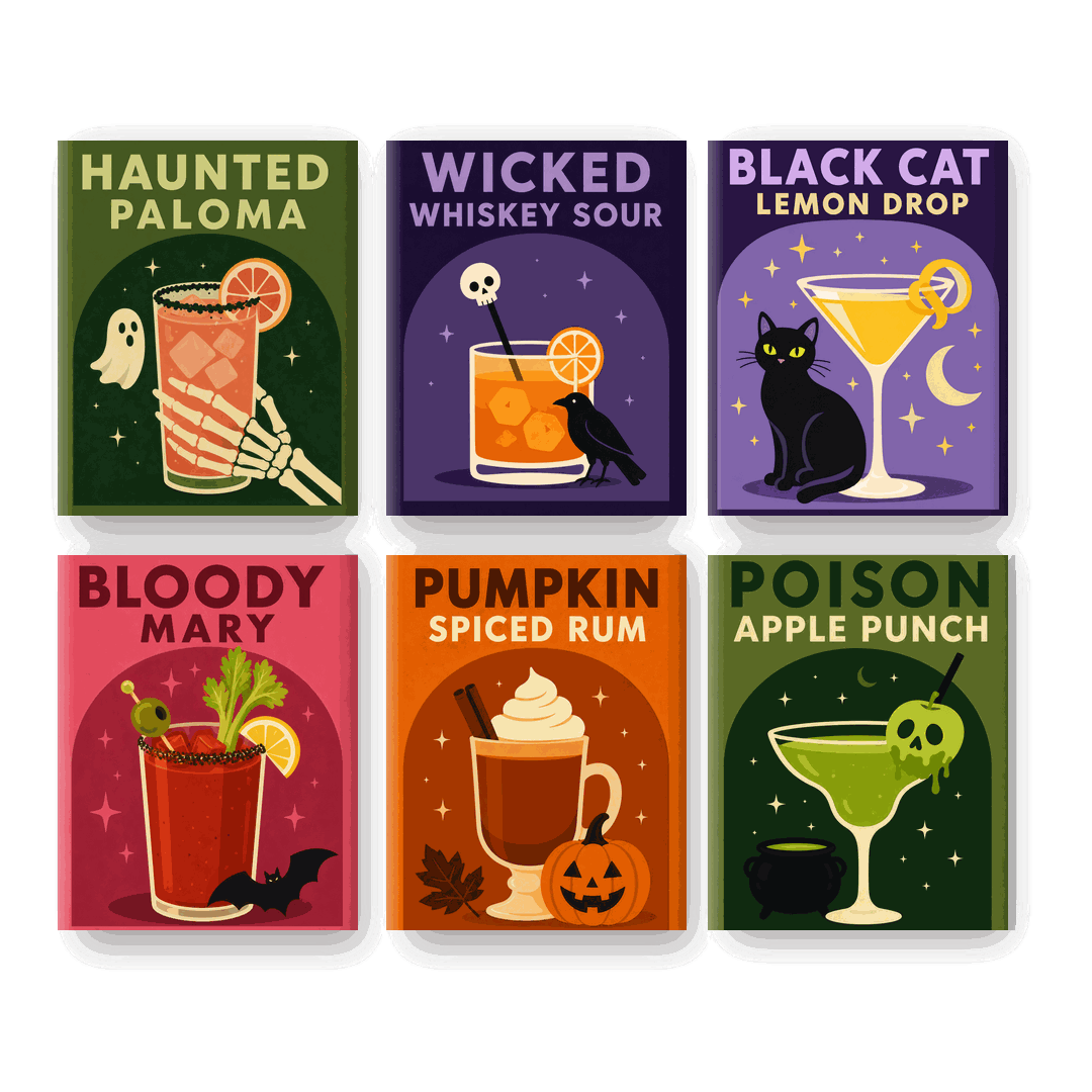 6 Mini Paintings | Spooky Cocktails Set - Schilder op nummers
