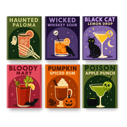 6 Mini Paintings | Spooky Cocktails Set - Schilder op nummers