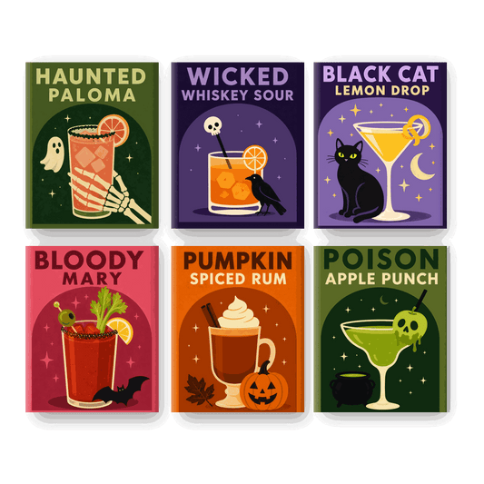 6 Mini Paintings | Spooky Cocktails Set - Schilder op nummers