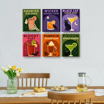 6 Mini Paintings | Spooky Cocktails Set
