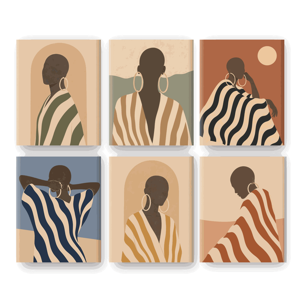 6 Mini Paintings | Minimalistisch Portret Set - Schilder Op Nummers