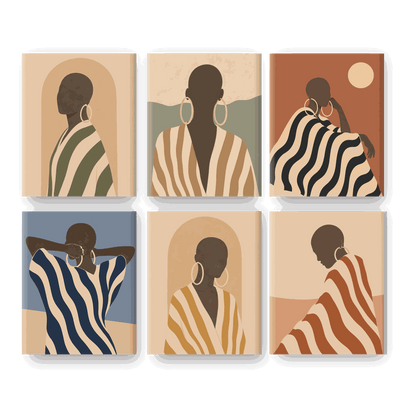 6 Mini Paintings | Minimalistisch Portret Set - Schilder Op Nummers